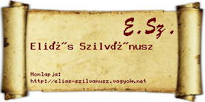 Eliás Szilvánusz névjegykártya